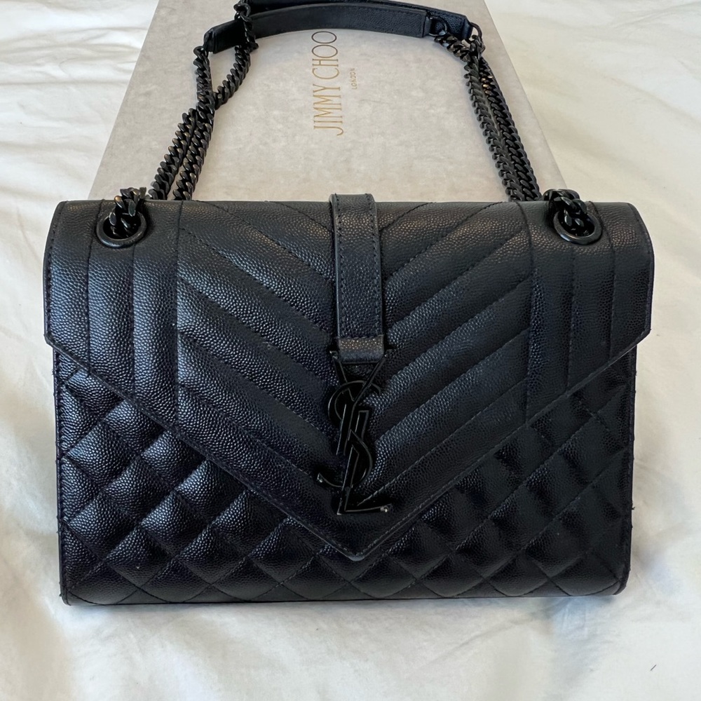 ENVELOPE MEDIUM CHAIN BAG IN MIX MATELASSÉ GRAIN DE POUDRE EMBOSSED LEATHER